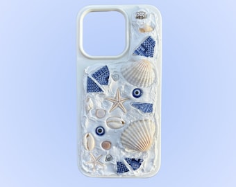 blue waves mosaic phone case