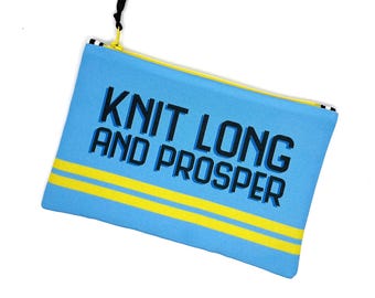 Knit Long and Prosper Zipper Pouch: Sci-Fi Knitting Notions Bag