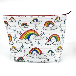 Rainbows Knitting Project Bag: Eco-Friendly Recycled Canvas Craft Storage