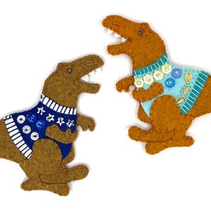 Dinosaur Ornament Pattern, T-Rex Pattern, Embroidered Felt Animal, Ugly Christmas Sweater Sewing Pattern, Dino Pattern