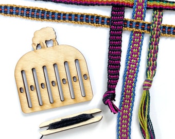 Rigid Heddle Bracelet Loom, Mini Weaving Loom, Beginner Weaving Kit, Band Weaving, Woven Bracelet Craft Kit