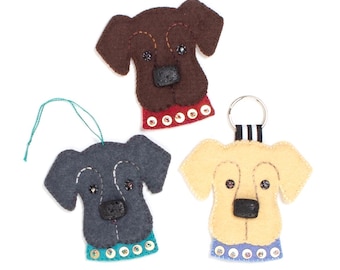 Wzór na haftowaną filcową ozdobę w kształcie psa: projekt do samodzielnego szycia (wzór w formacie PDF)