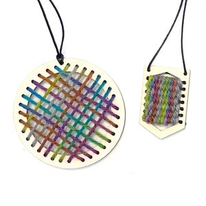 Weaving Loom Pendant Kit, Woven Jewelry, Weaving Craft Kit, Makes 2