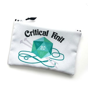Critical Knit, D20 Knitting Geek Project Bag, Craft Tool Storage image 1