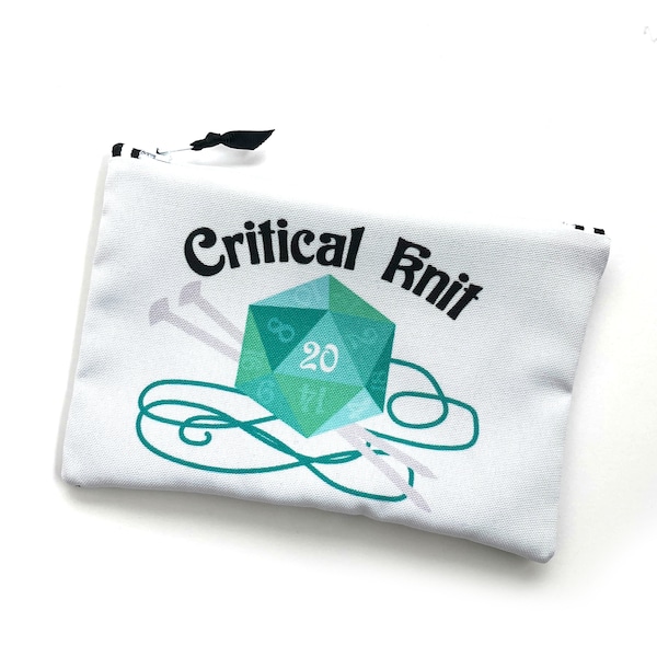 Critical Knit, D20 Knitting Geek Project Bag, Craft Tool Storage