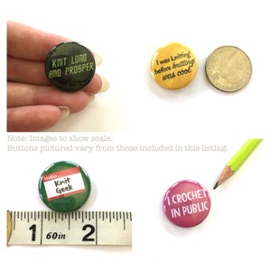 Doctor Ewe Knitting Pin Set, 1 inch Pin Back Buttons, Sheep In Scarf, Mini Badge Set, SciFi Inspired, Set of 4 image 2