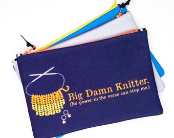 Big Damn Knitter Zipper Bag, Browncoat Inspired Knitting, Sci Fi Geekery Knitting Notions Bag