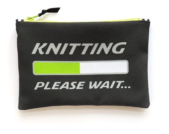 Knitting Progress Bar, Knitting Snark, Project Bag, Knitting Notions Bag, Eco Craft Storage, Zipper Bag