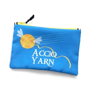 Knitting Notions Bag, Wizard School Tool Bag, Eco Friendly Craft Storage, Flying Yarn Ball