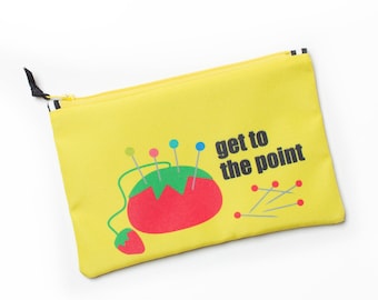 Get to the Point Small Quilting Tool Bag, Tomato Pincushion, Sewing Notions Bag, Sewing Puns, Gift for Quilter