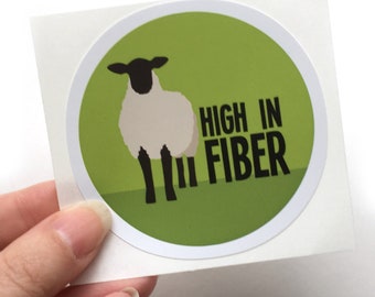 Removable Vinyl Sticker, Knitting Badge, High in Fiber Sheep Sticker, Water Bottle Decal, Laptop Sticker