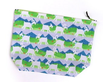 Goats Notions Bag, Zipper Project Bag, Knitting Pun Bag, Gift for Knitter, Eco-Friendly Project Bag