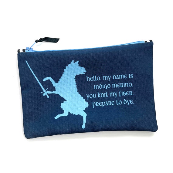 Knitting Project Bag, Indigo Merino, Sheep Knitting Bag, Notions Pouch