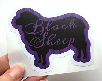 Removable Vinyl Sticker, Black Sheep Sticker, Water Bottle Decal, Knitting Bumper Sticker, Laptop Sticker