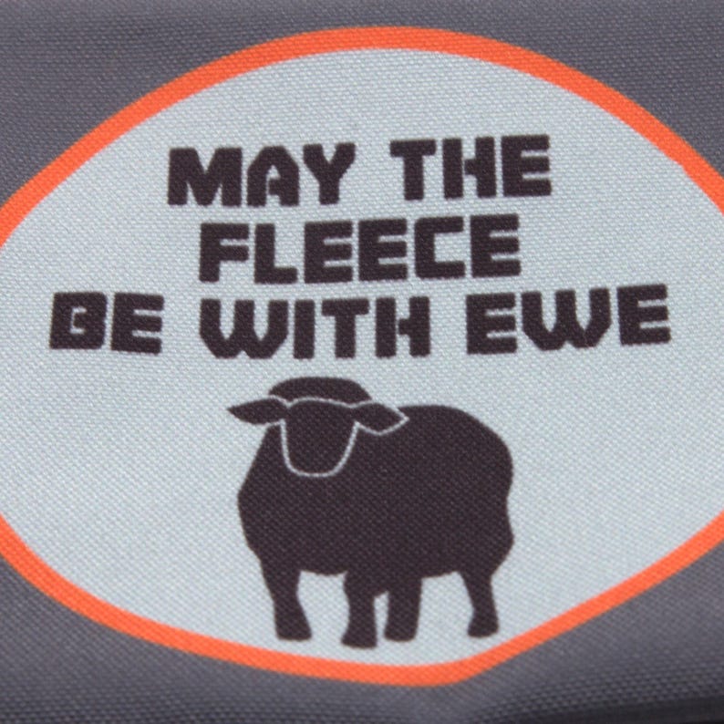 Fleece Be With You Knitting Notions Bag, Sci Fi Knitting, Crochet Storage Bag, Reusable Craft Storage, Sheep Pun image 3