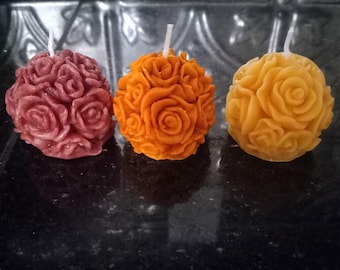 Natural Colors Botanical Dye Roses Organic Beeswax Candle