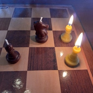 Chess Candles and Game Pieces In One! - Naturally Colored Beeswax Candles