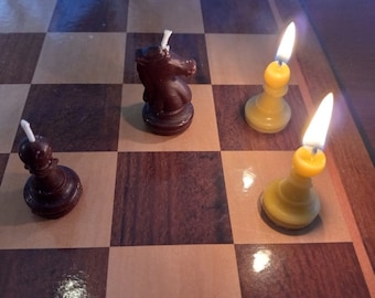 ¡Velas de ajedrez y piezas de juego en uno! - Velas de cera de abejas de colores naturales