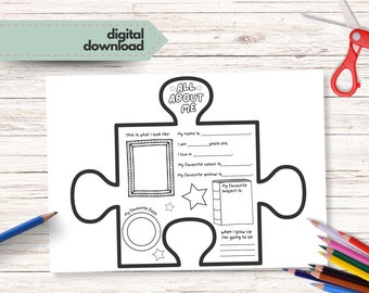 All About Me Jigsaw Puzzle Piece to Print, Transition Activity, Instant Download