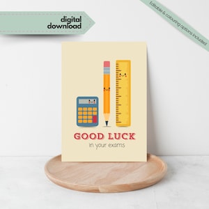 Good Luck Exam Card Printable Instant Download für Tests und Bewertungen