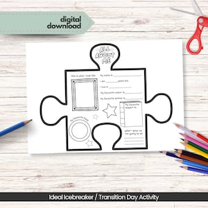 All About Me Jigsaw Puzzle Piece to Print, Transition Activity, Instant ...