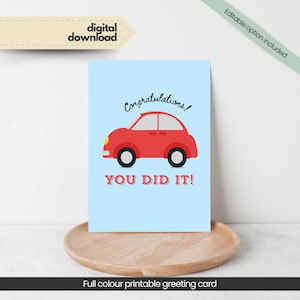 Congrats Driving Test Printable Card, Instant Download Achievement Card