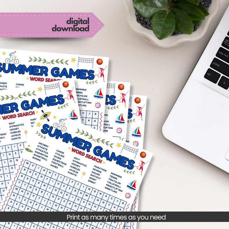 Printable Summer Sports Word Search Instant Download PDF - Etsy