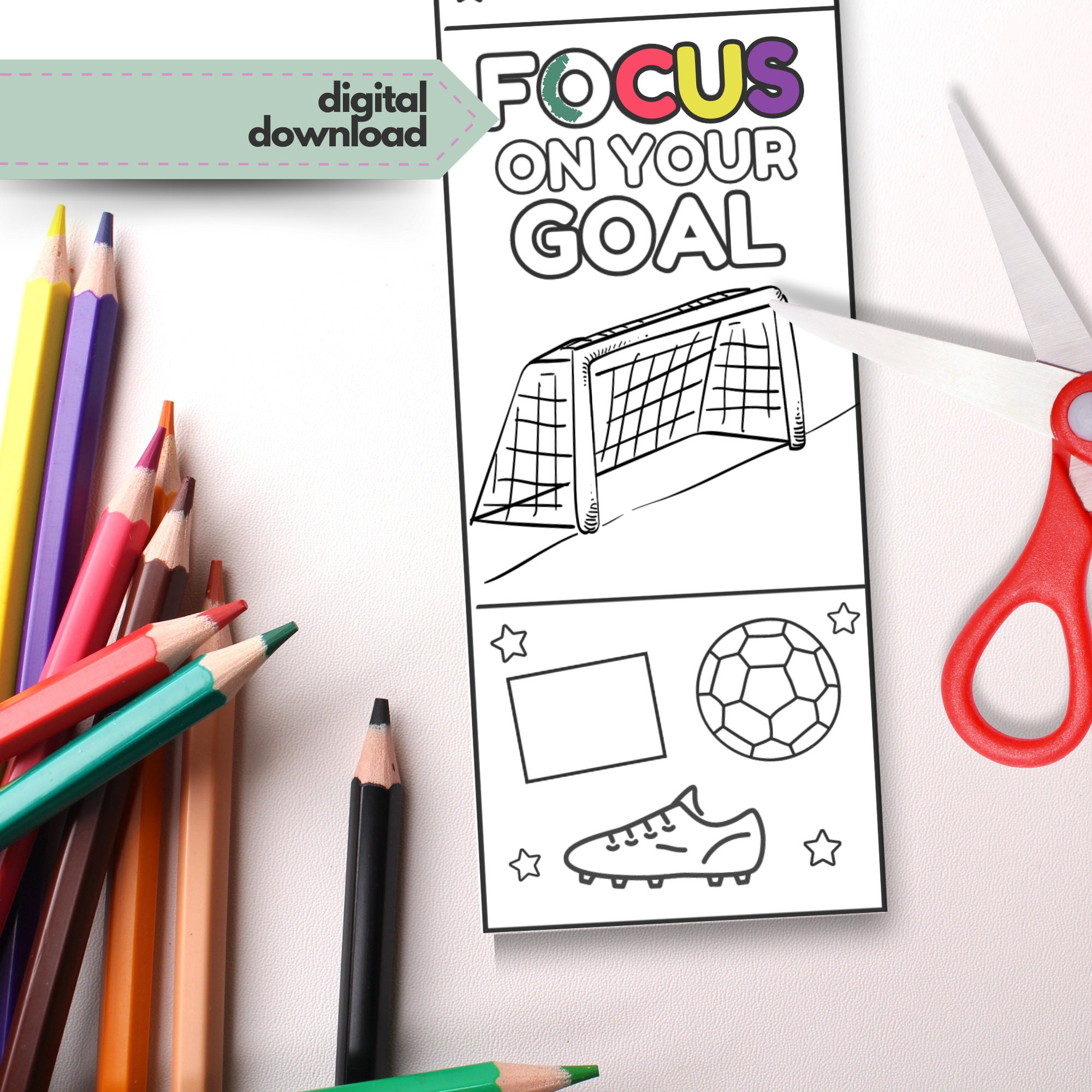 Football Printable Bookmarks, Soccer Colouring Bookmarks to Print