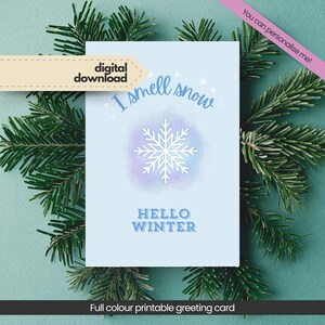 Je sens la neige, carte de voeux de neige des fêtes de fin d'année, Noël, bonjour l'hiver, téléchargement immédiat