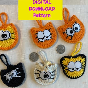 Patroon gehaakte kat munthouder | Grappig schattig kattengezicht zakjepatroon Gemakkelijk amigurumi kat munthouder DIY gehaakt cadeau-idee voor kattenliefhebbers