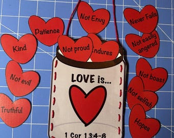 Valentine’s Day Bible Craft Activities Bible Verse 1 Corinthians 13 INSTANT DOWNLOAD Homeschool Sunday school church printable card