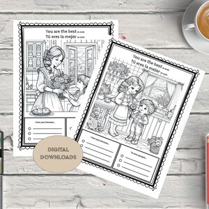 Mothers Day Proverbs 31 INSTANT DOWNLOAD coloring pages English Spanish Homeschool class Christian Kids Activities Kids Bible Lesson