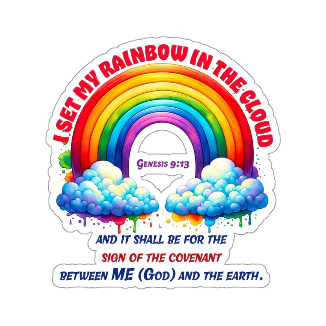 Rainbow Sticker God's Covenant From Genesis Colorful Christian Decal