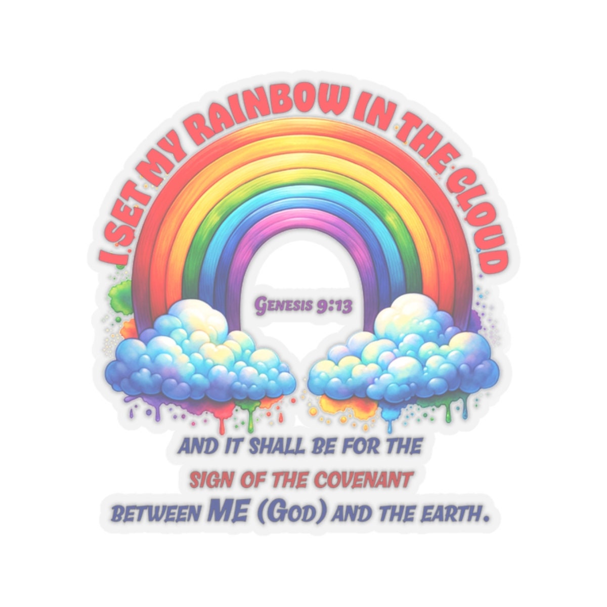 Rainbow Sticker God's Covenant From Genesis Colorful Christian Decal