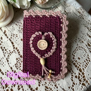 Victorian inspired crochet uses plastic canvas mini Book Cover Pattern pdf – Romantic Journal cover, Cottage Junk Journal Booklet Cover