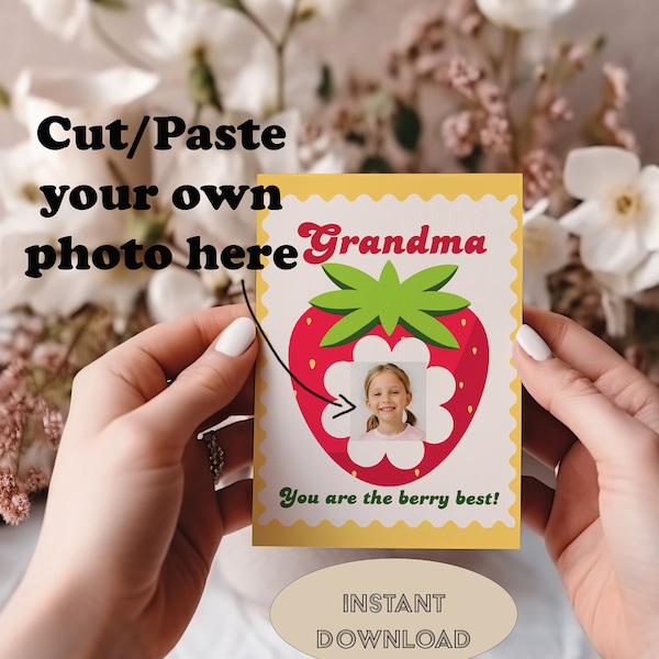 Cute Grandma You Are the Berry Best Craft Card Mother's Day Grandparent's Day Greeting Instant Download Printable