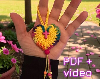 Mignon porte-monnaie coeur agité, porte-AirTag Coquette Saint-Valentin au crochet - Porte-clés ou breloque de sac - Patron PDF + Vidéo étape par étape