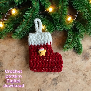 Mini Crochet Christmas Stocking Pattern – Gift Pouch, Advent Calendar, Ornament, Garland Decoration, crochet stocking, mini crochet gift