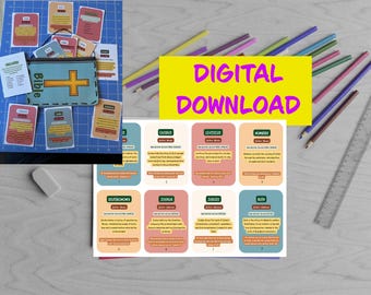 Books of the Bible Kit Digital Download Cards Bible Book Summary Bible Study Resources Homeschool Sunday school church printable activity