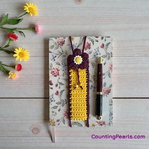 Crochet Pen Holder Bookmark Pattern | Cute Journal Accessory | planner accessory amigurumi Pen Cozy | Digital PDF crochet pattern |pen pouch