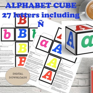 3D Alphabet Cube Printable alphabet Educational Letter cubes Learning Tool INSTANT DOWNLOAD Kids Lesson Spanish activity Homeschool