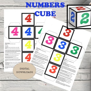 3D NUMBERS Cube Printable Educational Letter cubes Learning Tool INSTANT DOWNLOAD Kids Lesson Spanish activity Homeschool