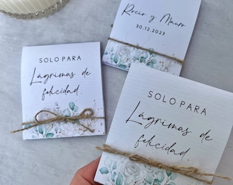 Printable tissue template, Tears of Joy, editable in Canva for weddings/birthdays/events - White Flowers