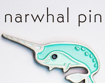 Christmas Gift Idea : Animal Enamel Pin — NARWHAL jewelry — Narwhal enamel pin – Teen girl gifts – Kawaii Animal Lapel Pins – Boygirlparty