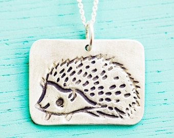 Kawaii jewelry – Cute handmade necklace – Hedgehog Gifts – Cute Drawing Jewelry – Cottagecore Aesthetic Pendant – Sterling Silver Animal