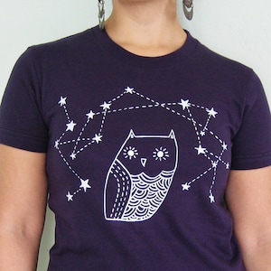 Night OWL SHIRT -- graphic tee -- constellation t shirt -- tshirt women mens owl shirt -- galaxy shirt -- owl clothing -- birthday gift idea