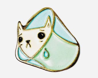 SAD CAT pin, cat cone collar pin, veterinarian gift, pastel lapel pin, vaporwave enamel pins, aesthetic, soft grunge, enamel lapel pin flair