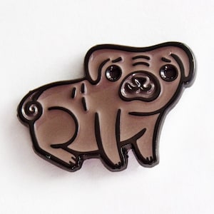 Mops Pin - Emaille Pin - Haustier Papa Geschenk für ihn, Hundeliebhaber Geschenke, Hundepin, Anstecknadel für Herren, süße Emaille Pins und Patches, Mops Geschenke, schwarz