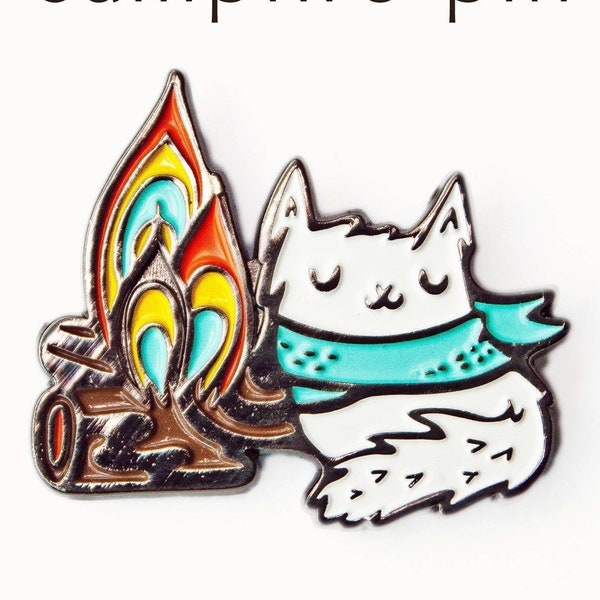 Unique Camping Gifts — ENAMEL PIN Cute – Bonfire Pin – Camper Gift – Wanderlust gift for Campers – Campfire Backpack Pin