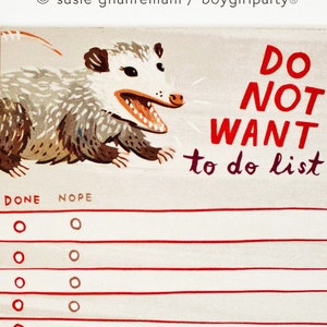 Funny Gift for Friends Opossum To Do List Notepad Funny Gifts for Him Possum Gifts Christmas gifts for coworkers image 1